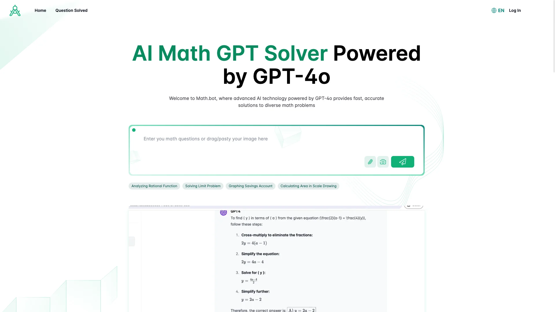 AI Math GPT Solver 主页截图