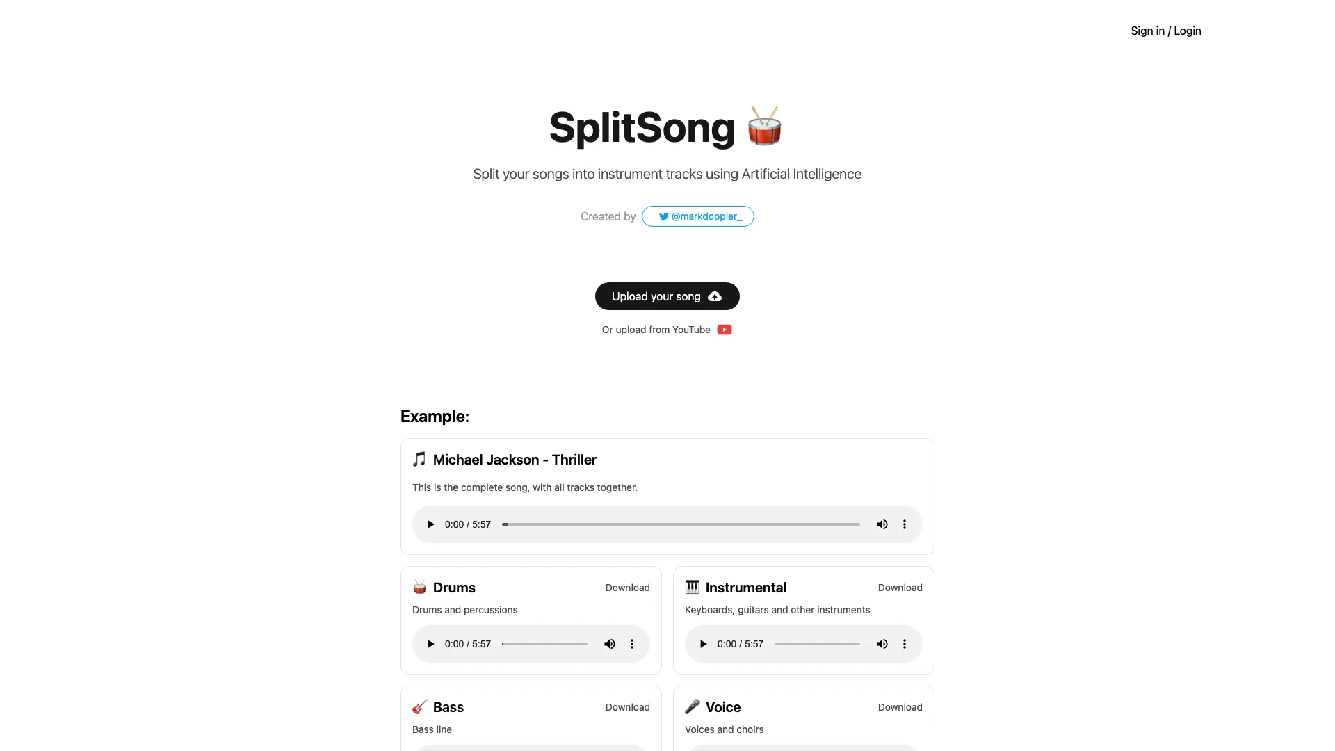 SplitSong.com 主页截图