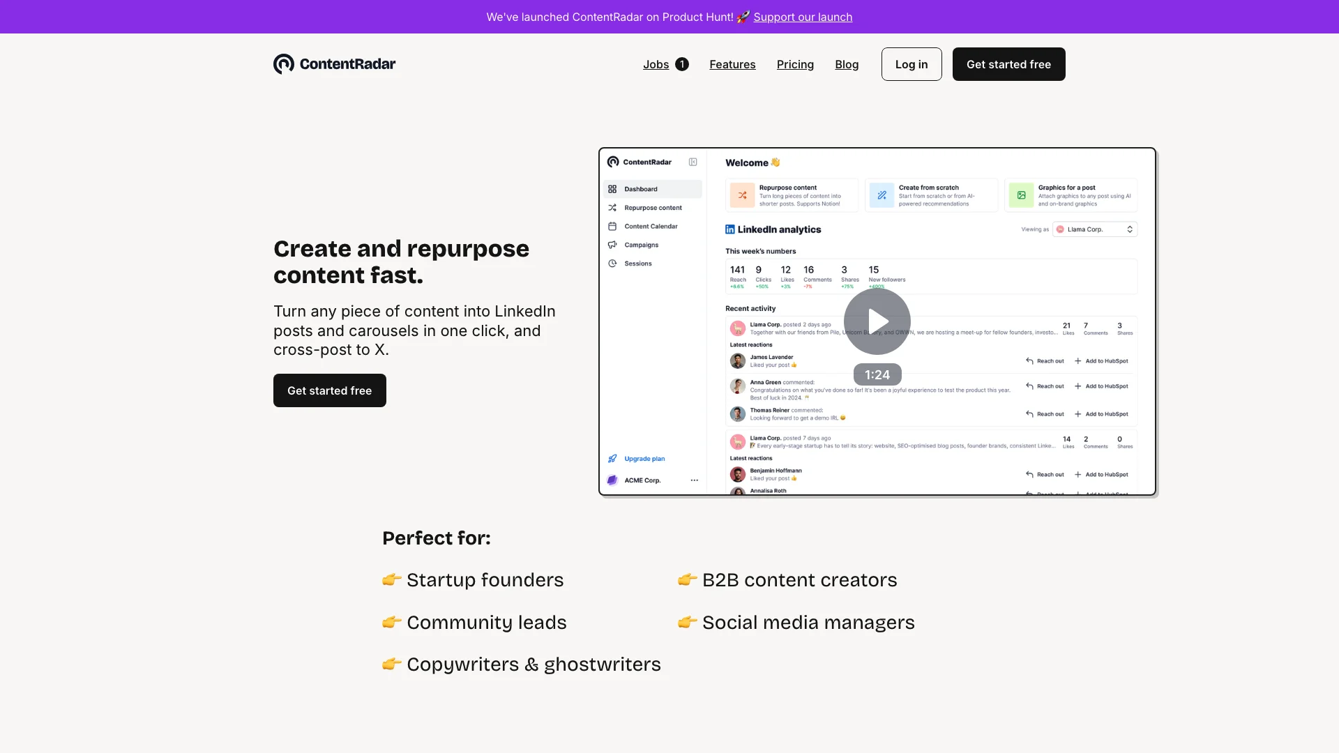 ContentRadar 主页截图