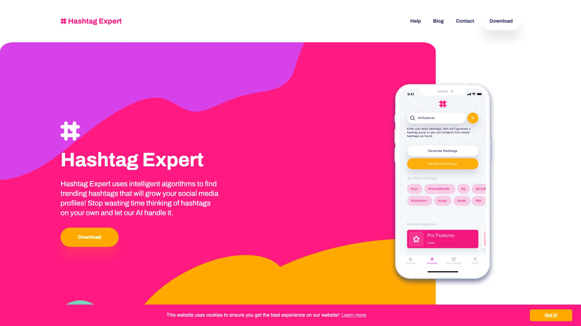 Hashtag Expert 主页截图