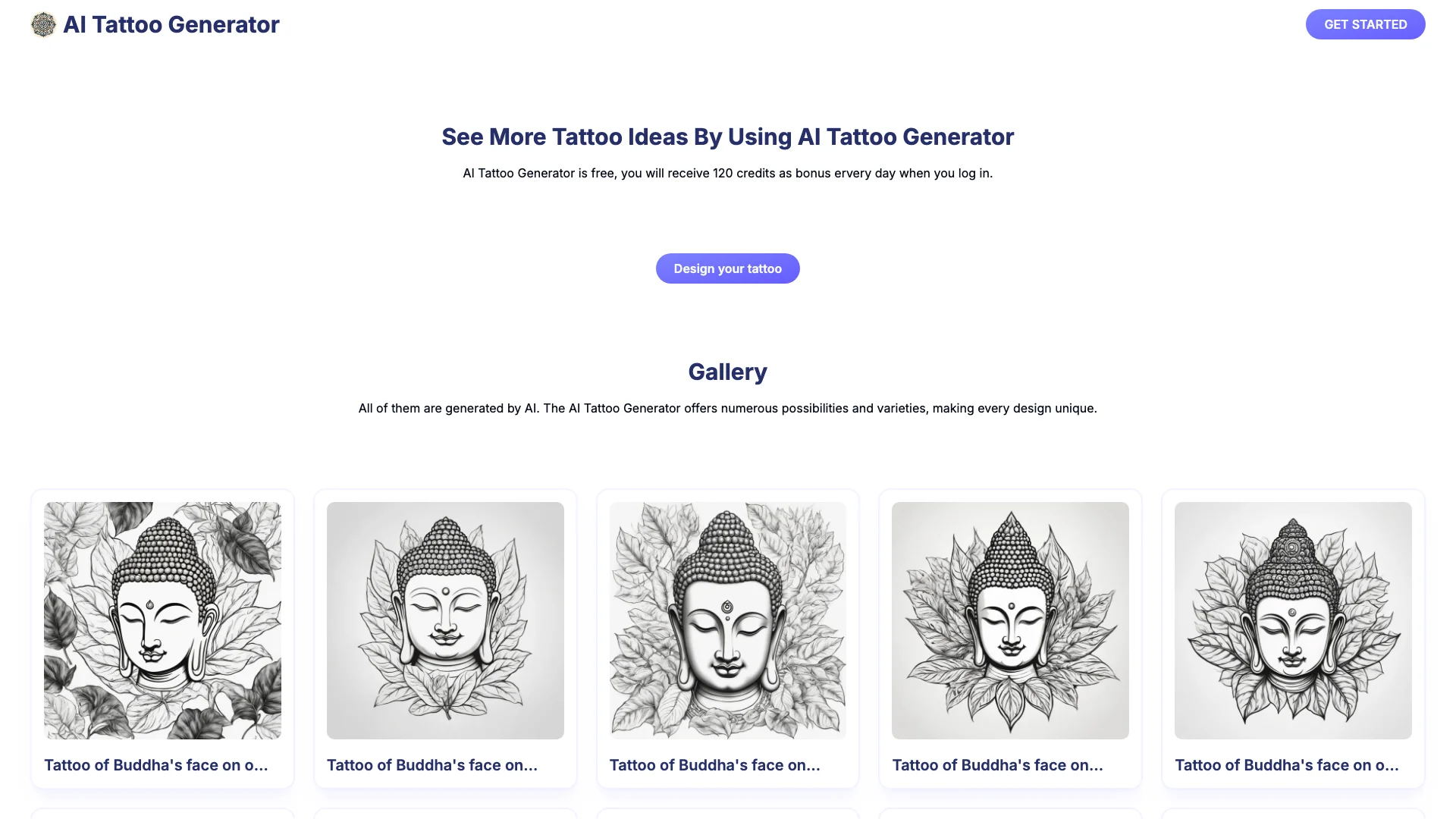 AI Tattoo Generator 主页