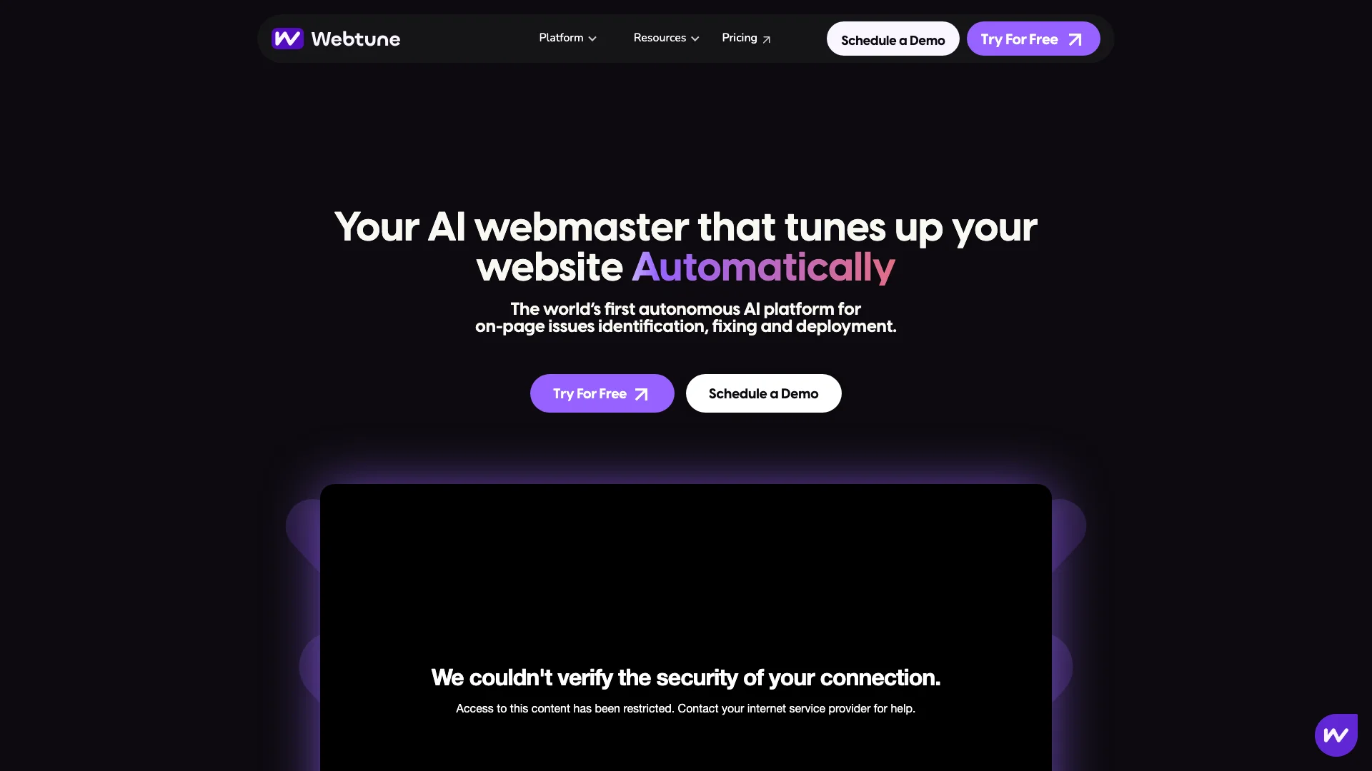 Webtune AI 项目主页截图