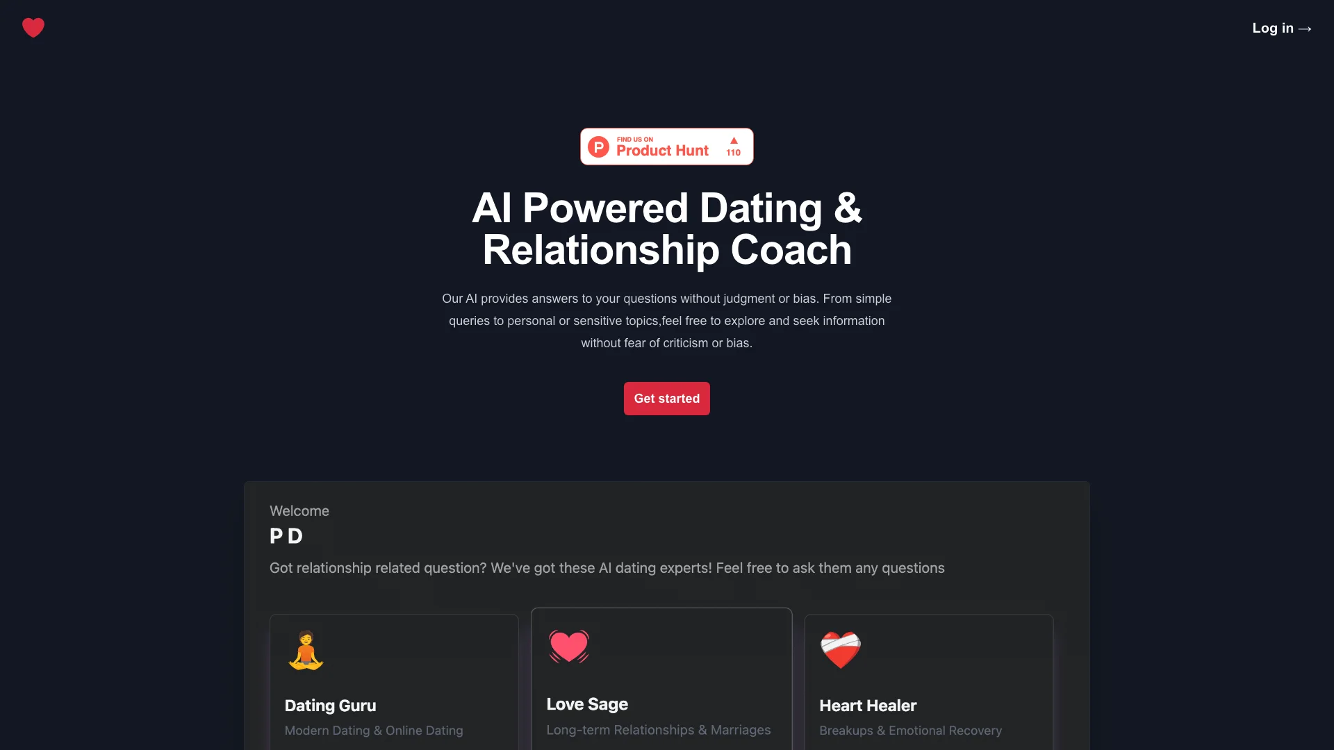 LoveAdvisor AI 主页截图