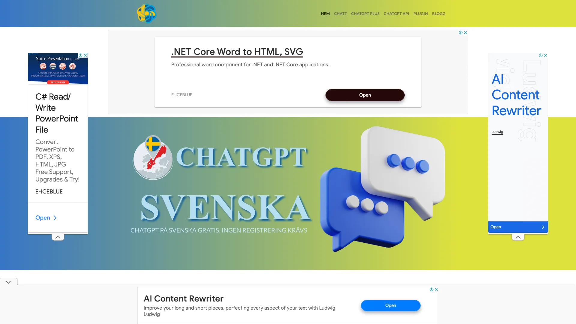 ChatGPT Svenska 主页截图