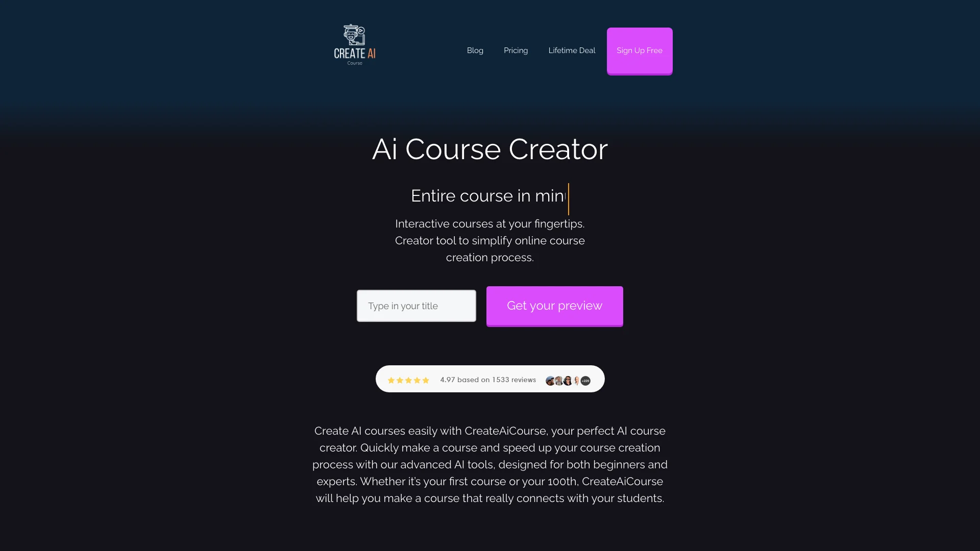 Ai Course Creator 主页截图