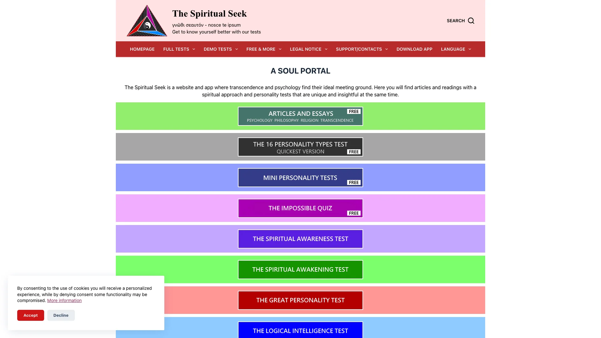 The Spiritual Seek 主页截图