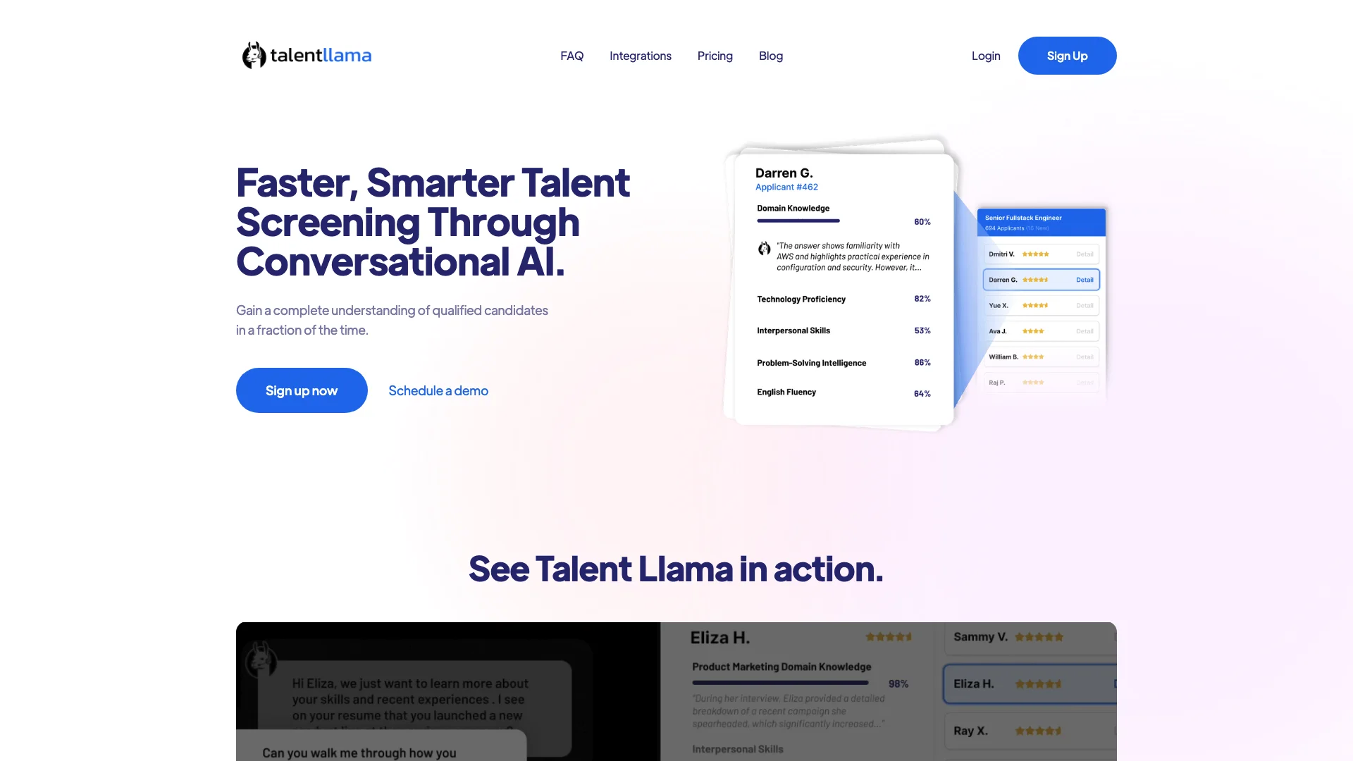 Talent Llama 主页截图