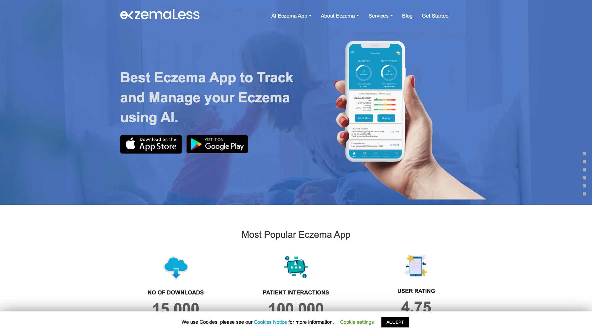 Eczemaless 应用程序主页