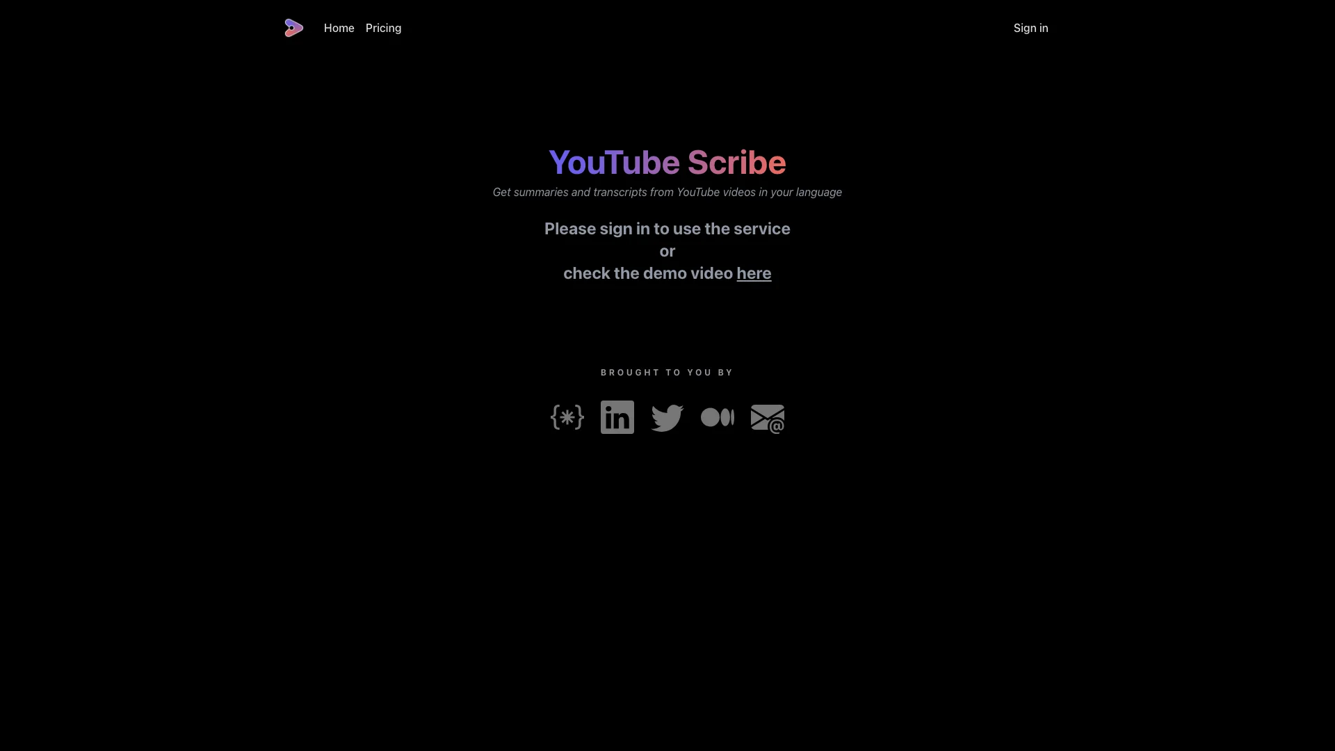 YouTube Scribe 主页截图