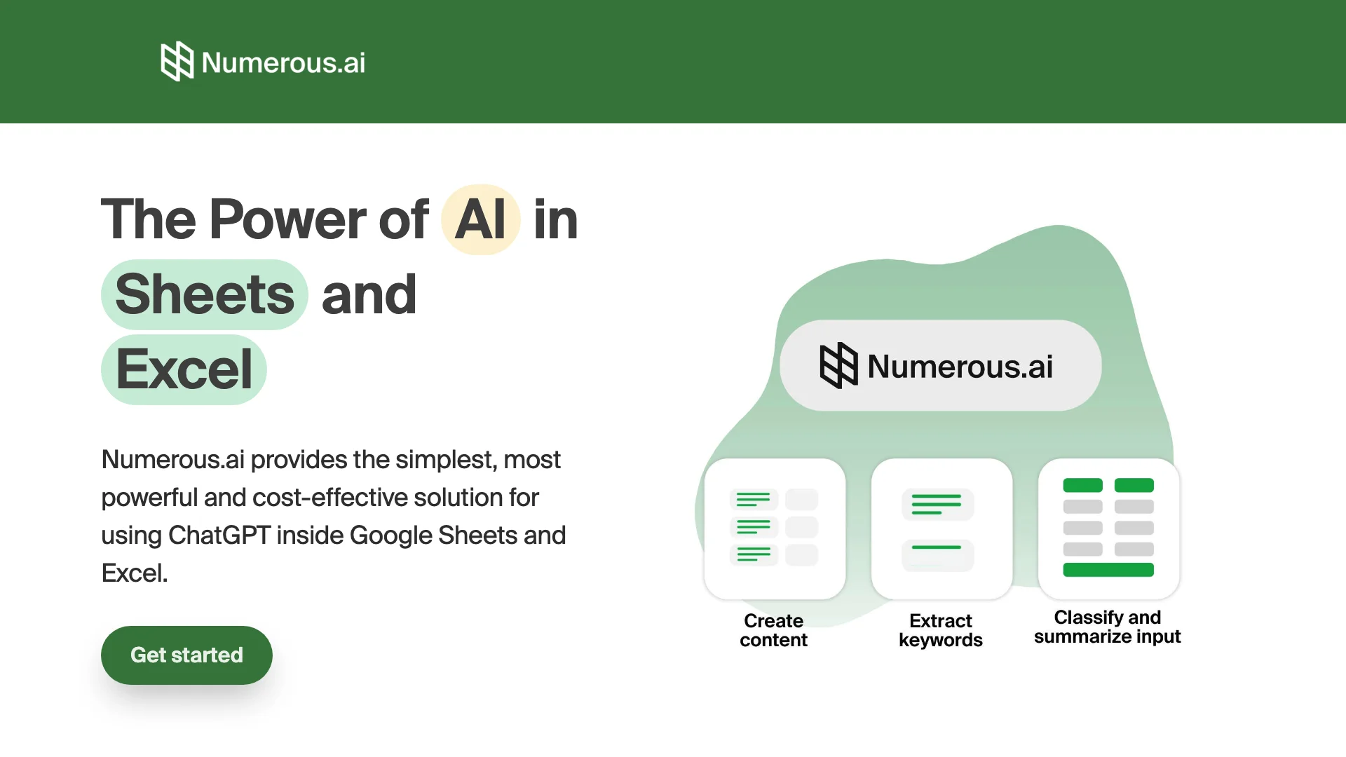 Numerous.ai 项目主页截图