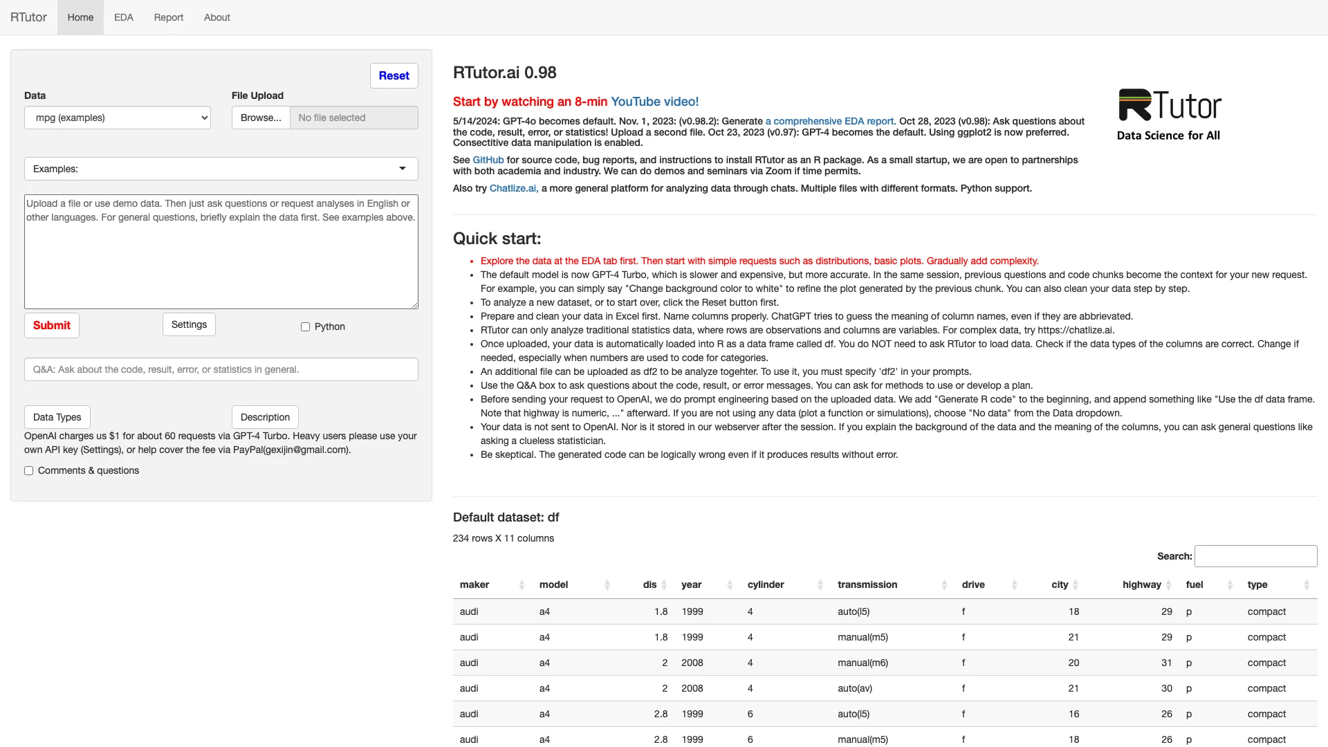 RTutor 0.98 主页