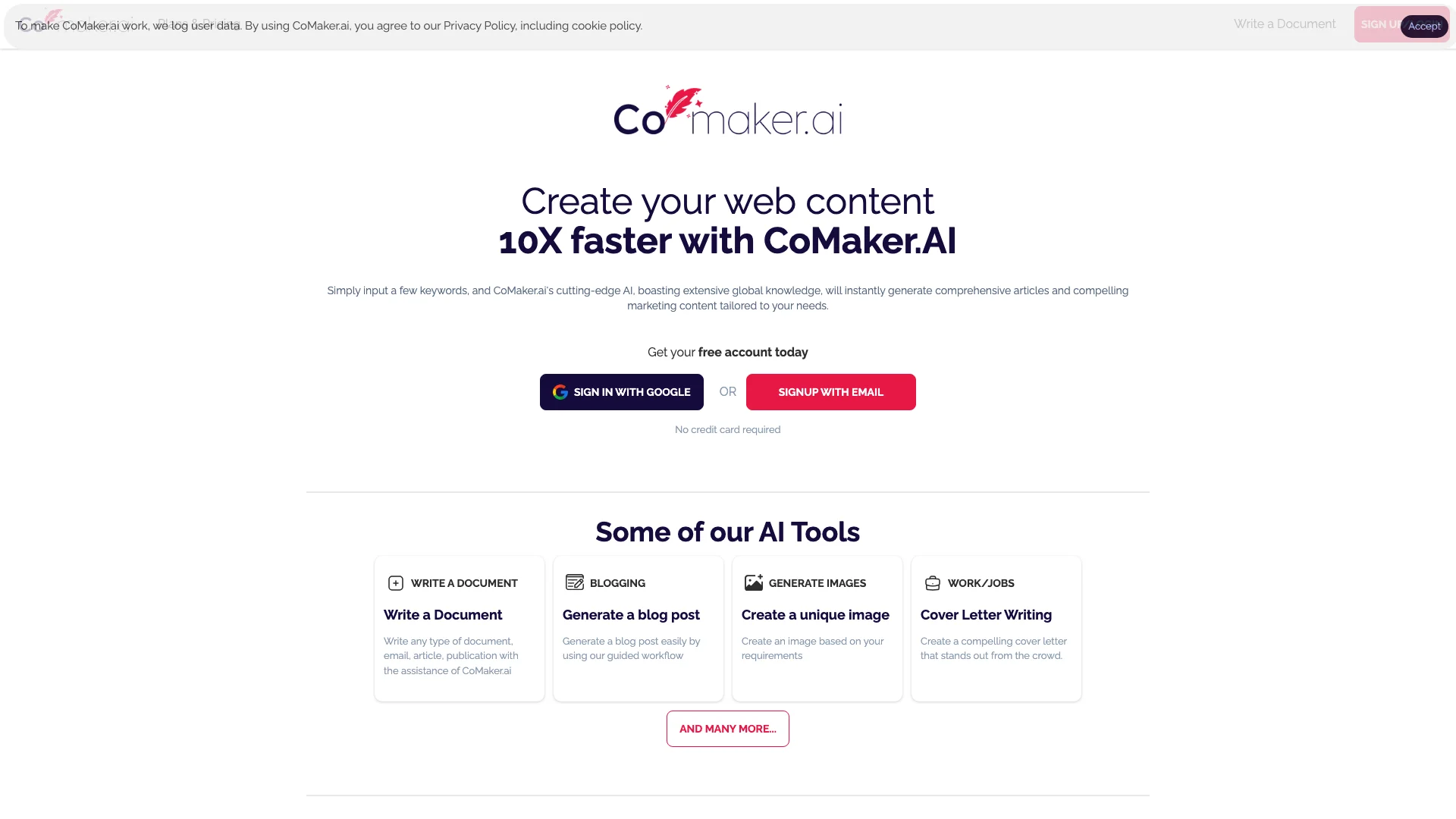 CoMaker.ai 主页截图