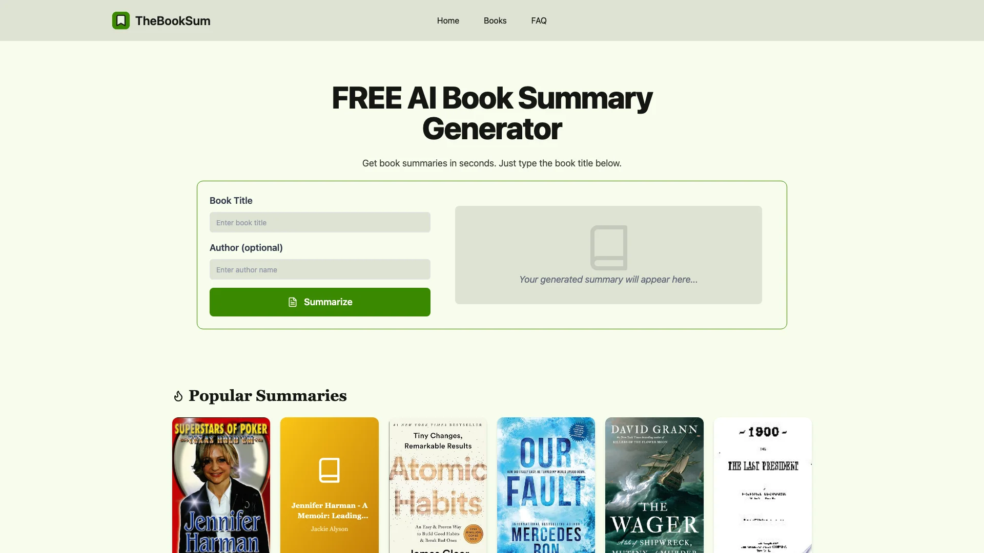 TheBookSum主页截图