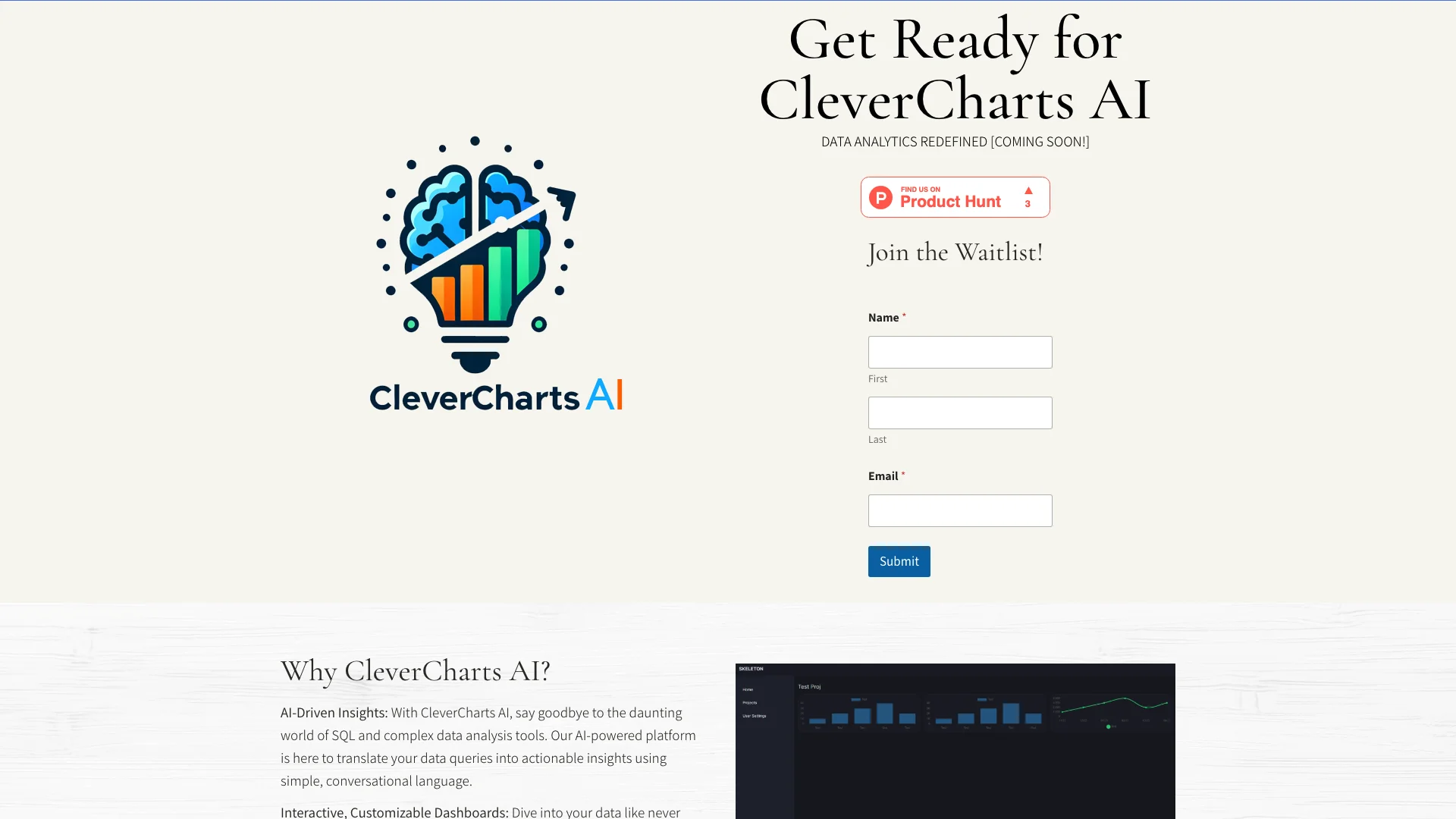 CleverCharts AI 主页截图