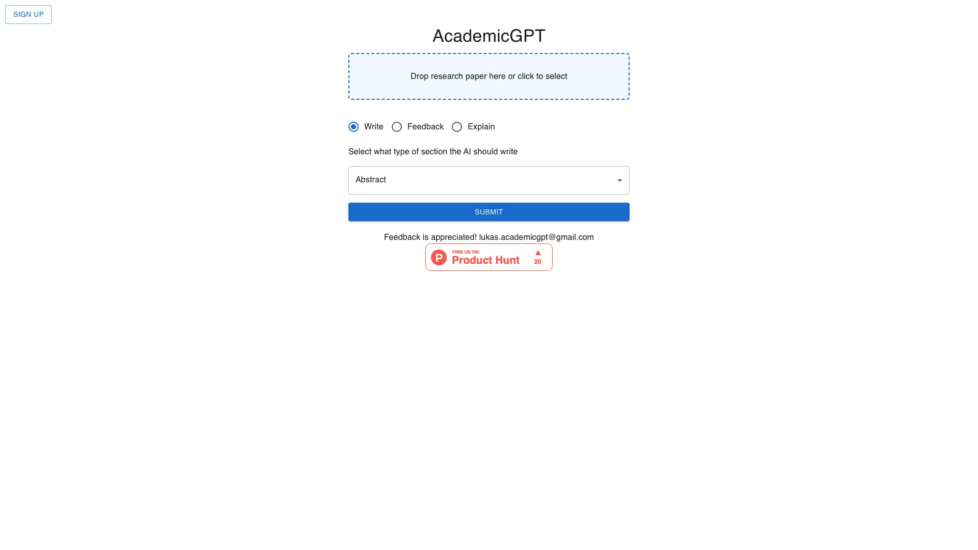 AcademicGPT主页截图