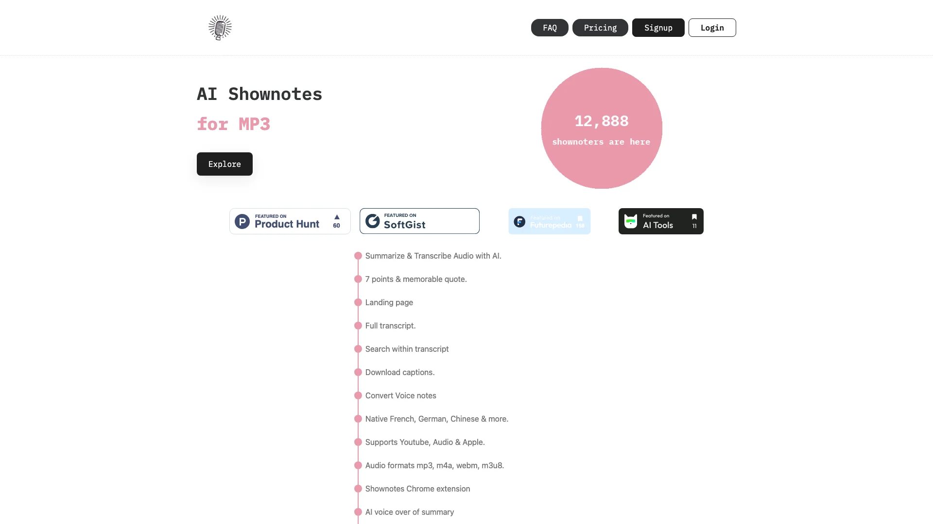 Shownotes 项目主页截图