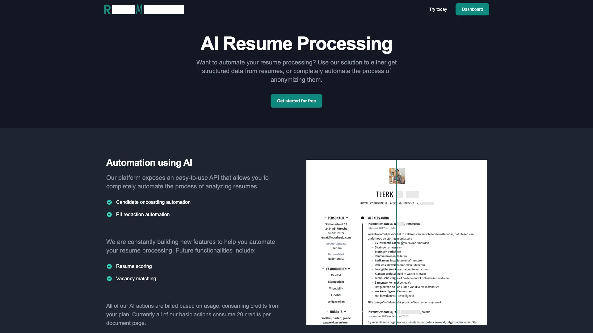 ResuMetrics 主页截图