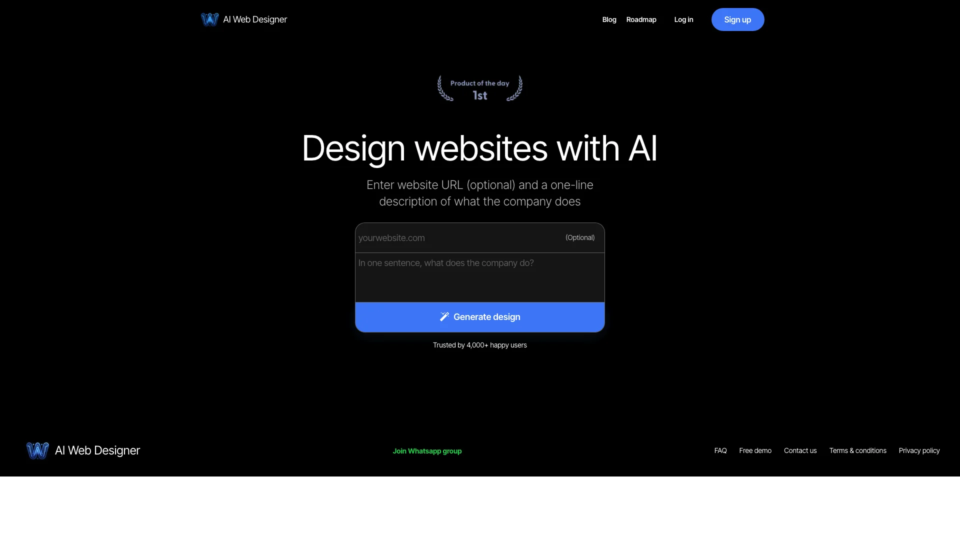 AI Web Designer 主页截图