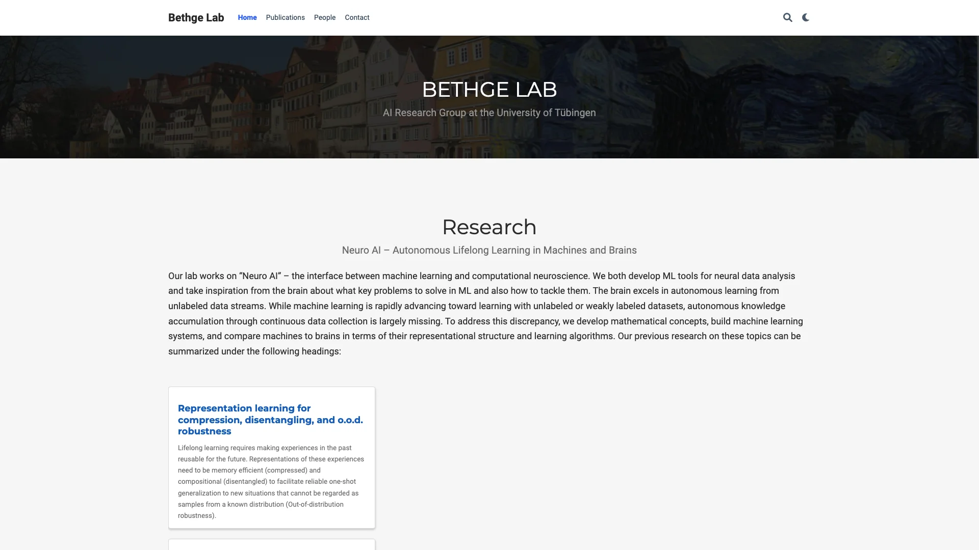 Bethge Lab 主页截图