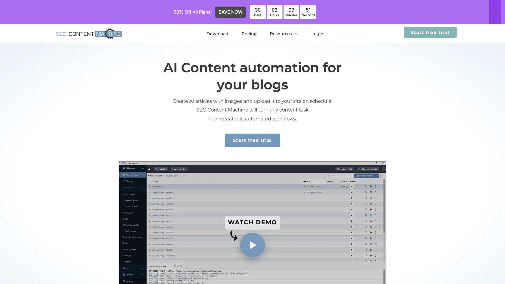 SEO Content Machine AI 主页