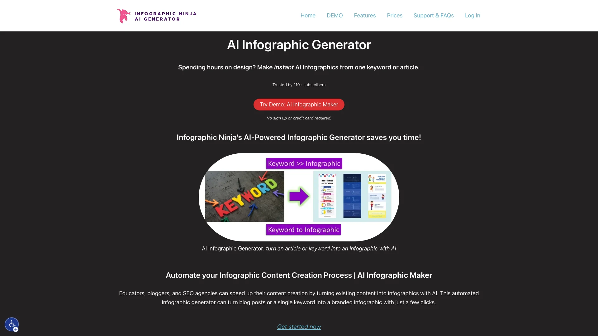 AI Infographic Generator 主页截图