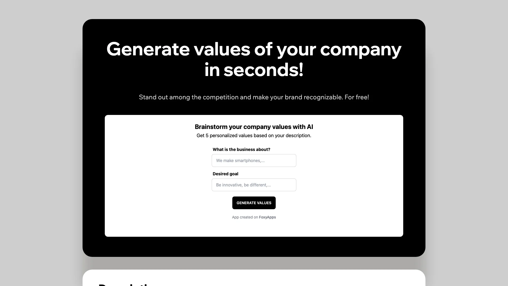 Company Values Generator截图