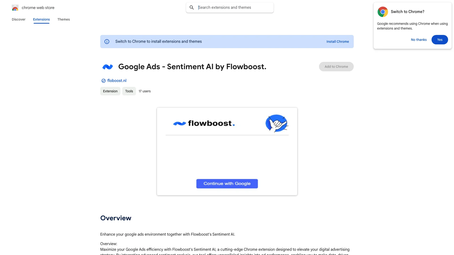 Google Ads - Sentiment AI by Flowboost截图