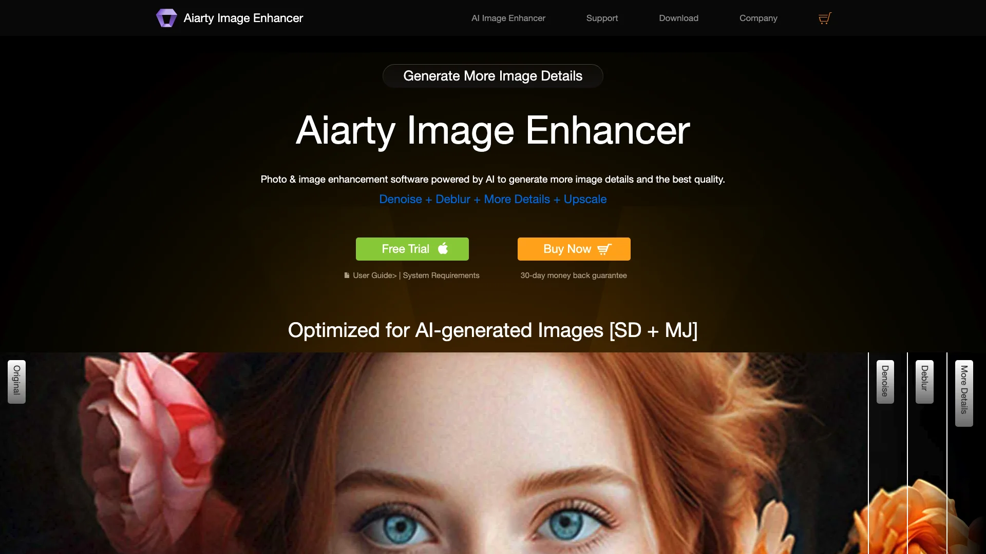 Aiarty Image Enhancer 主页截图