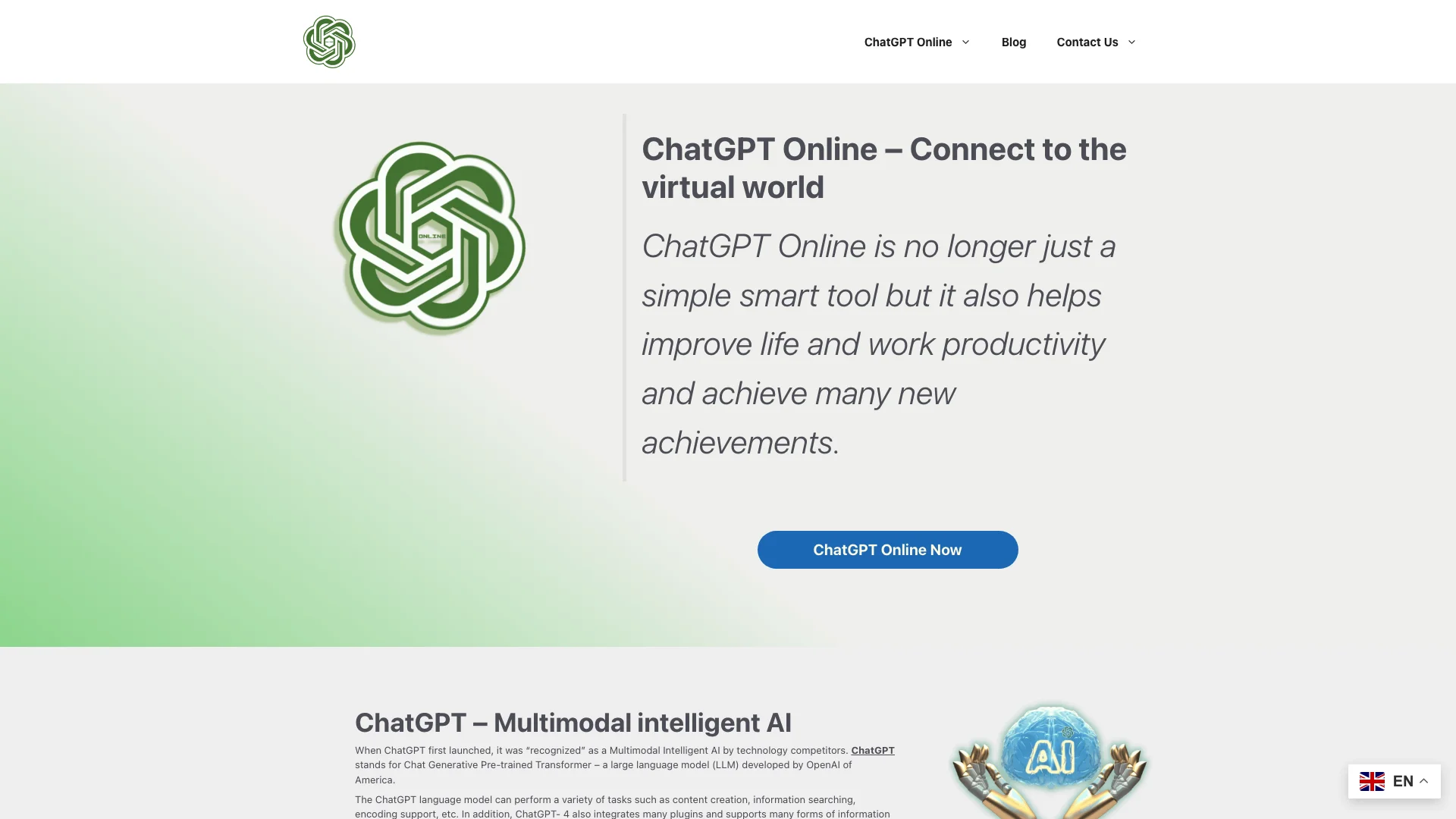 ChatGPT Online Free Without Register - OpenAI 主页截图