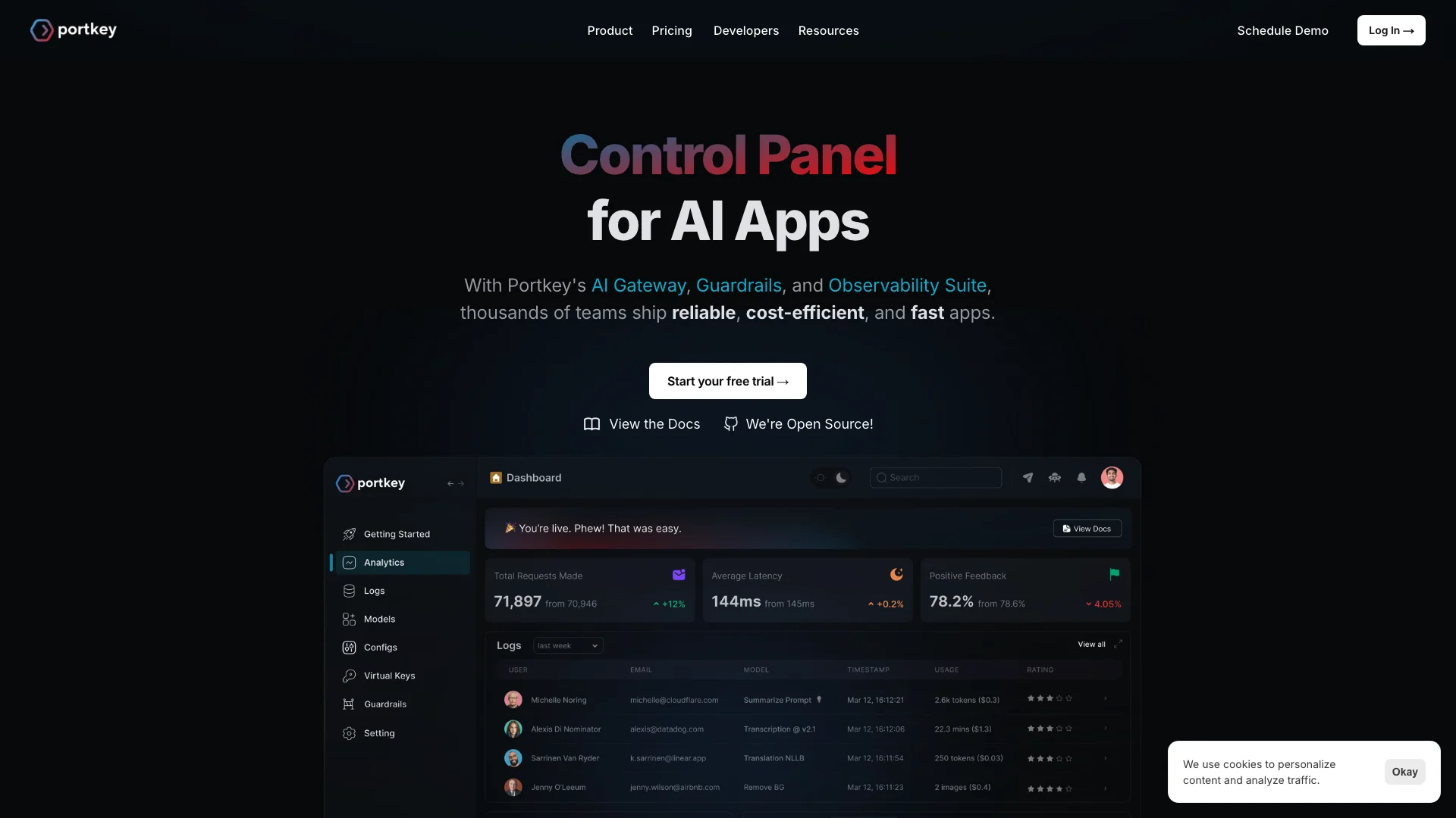 Portkey.ai 项目主页截图