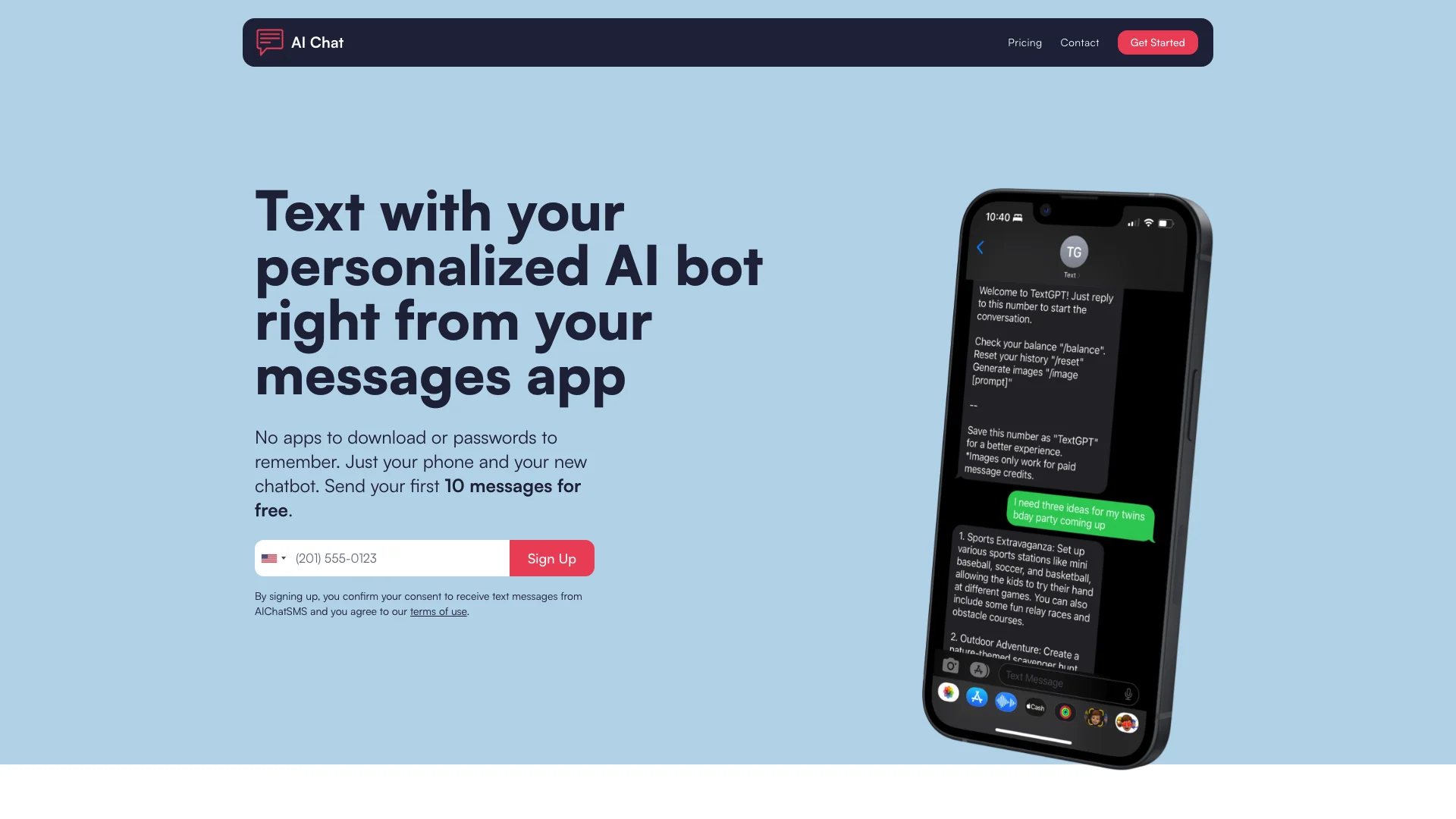 AI Chat 项目主页截图