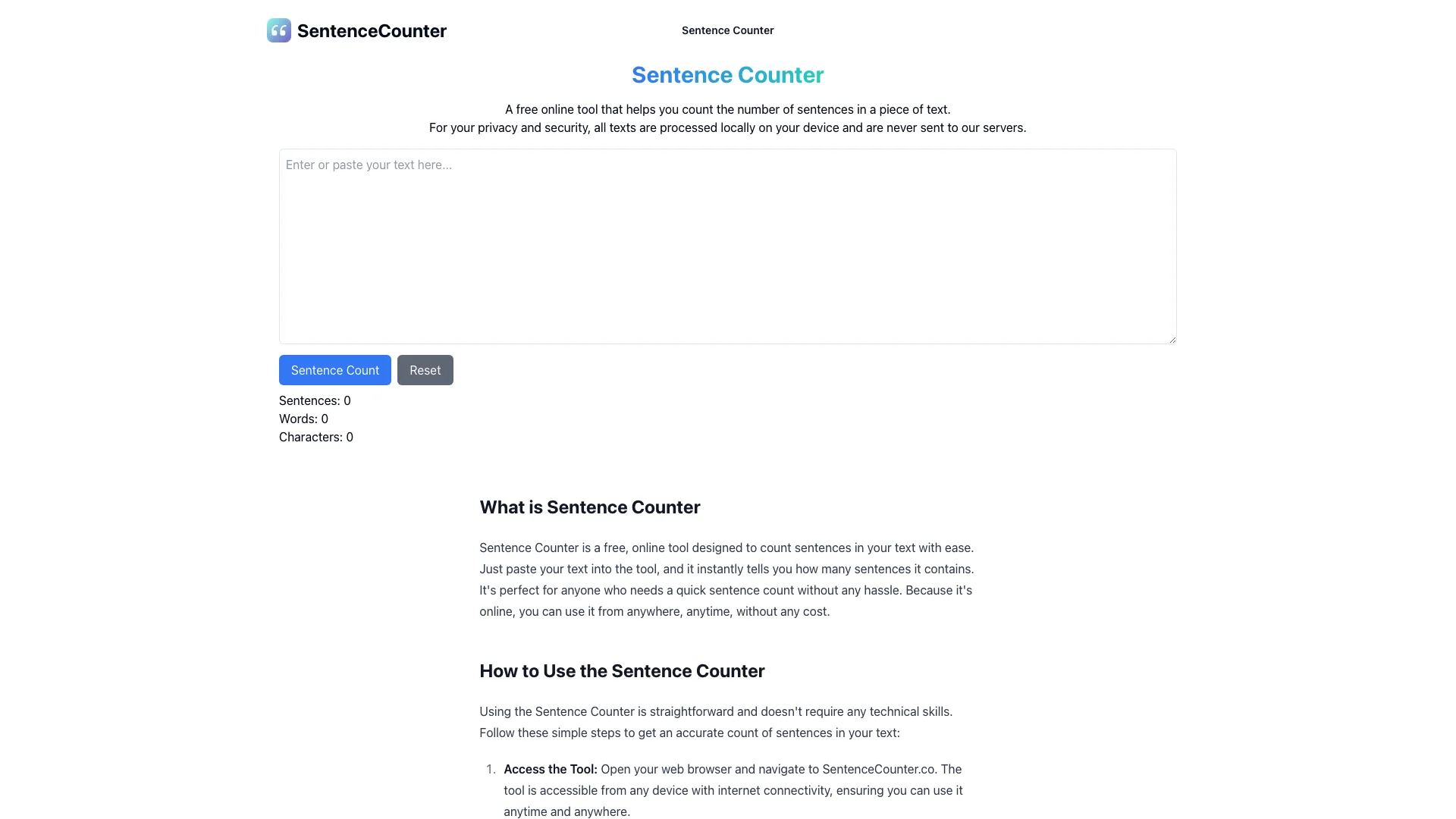 SentenceCounter主页截图
