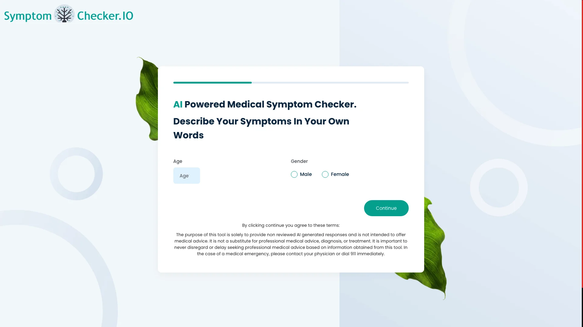 SymptomChecker.io 主页截图