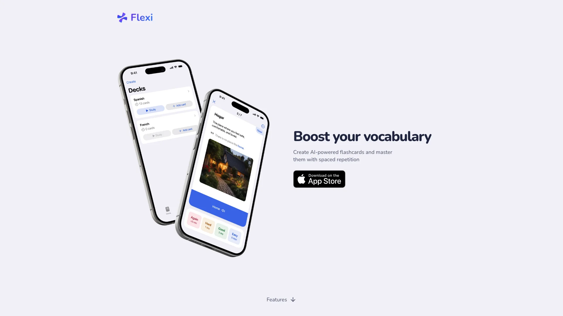 Flexi: Language Flashcards 主页截图