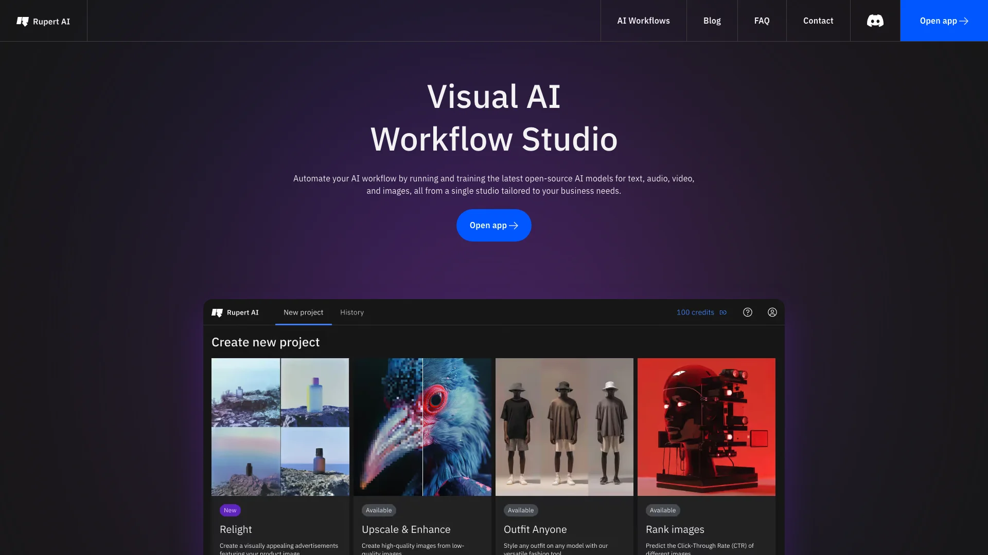 Visual AI Workflow Studio 主页截图