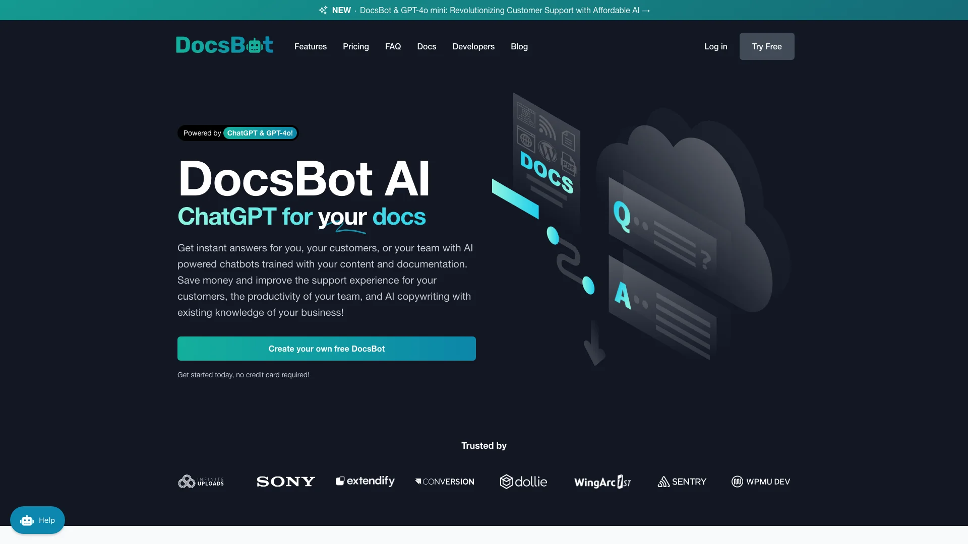 DocsBot AI 主页截图