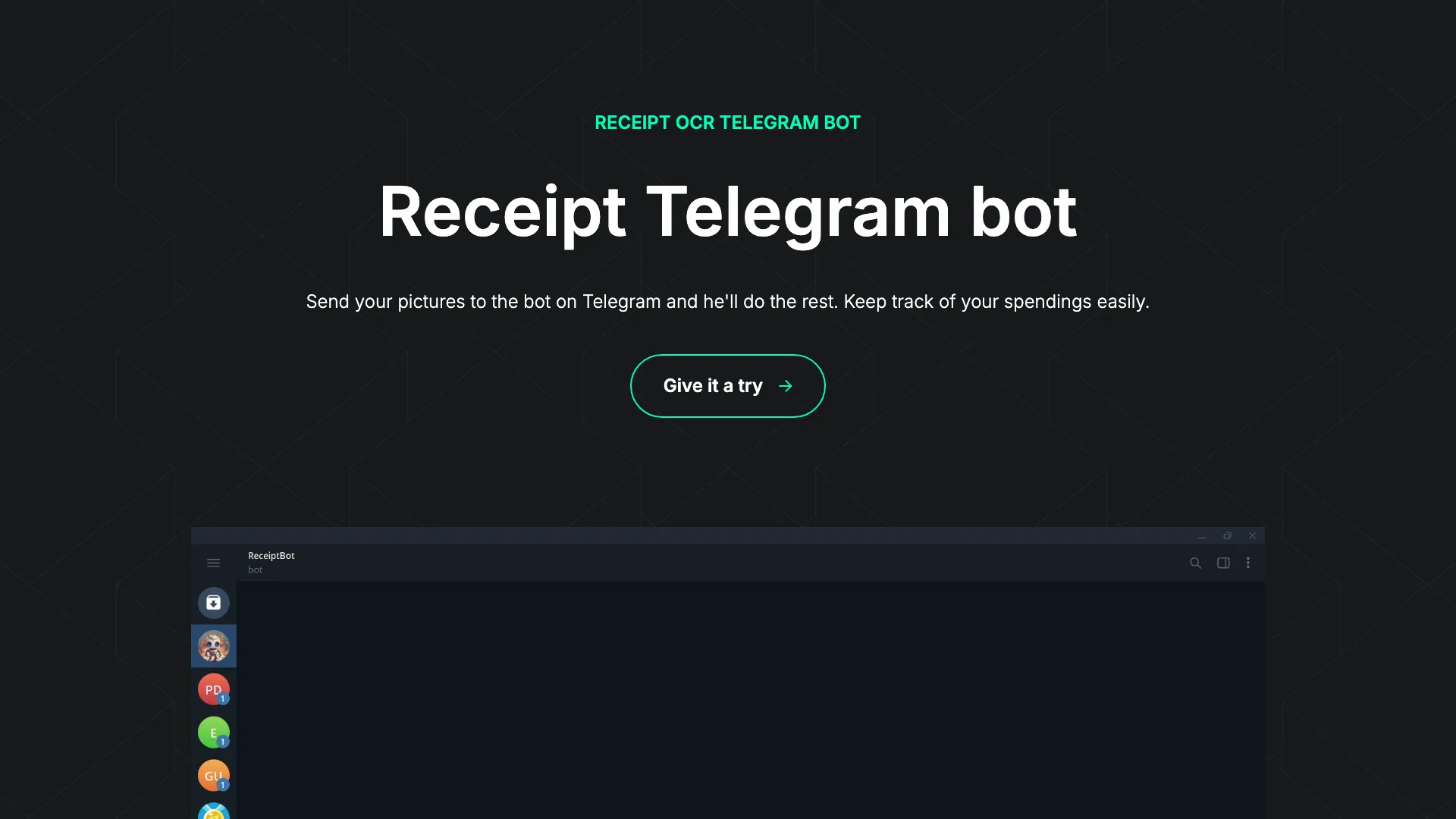 Receipt Telegram Bot 主页截图