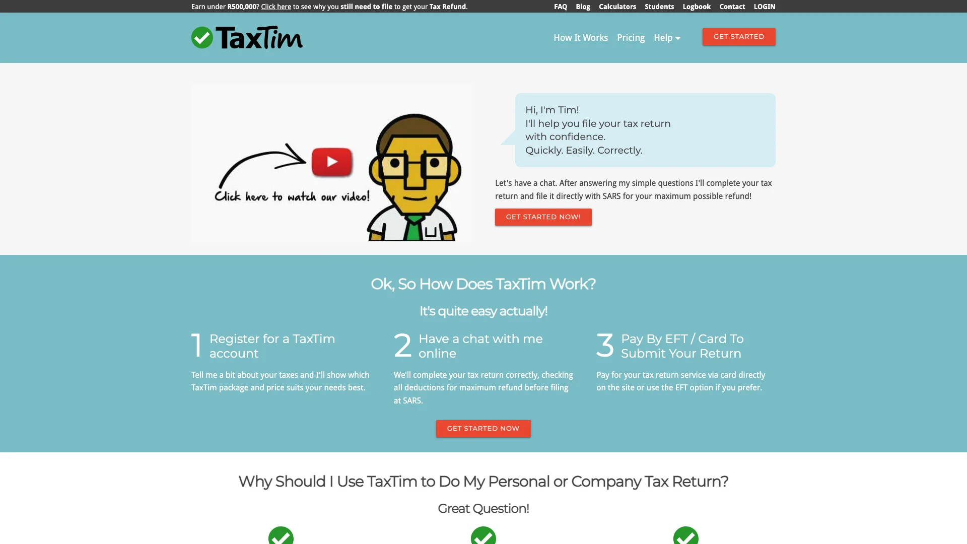 TaxTim SA 主页截图