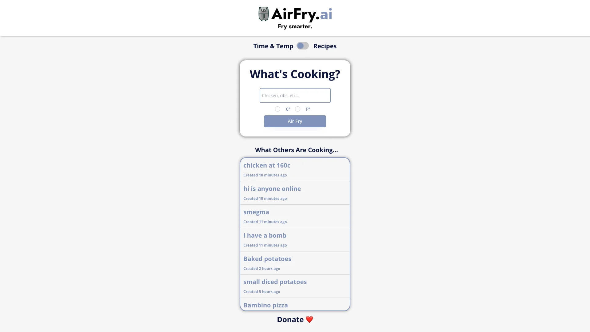 Air Fry AI 项目主页截图