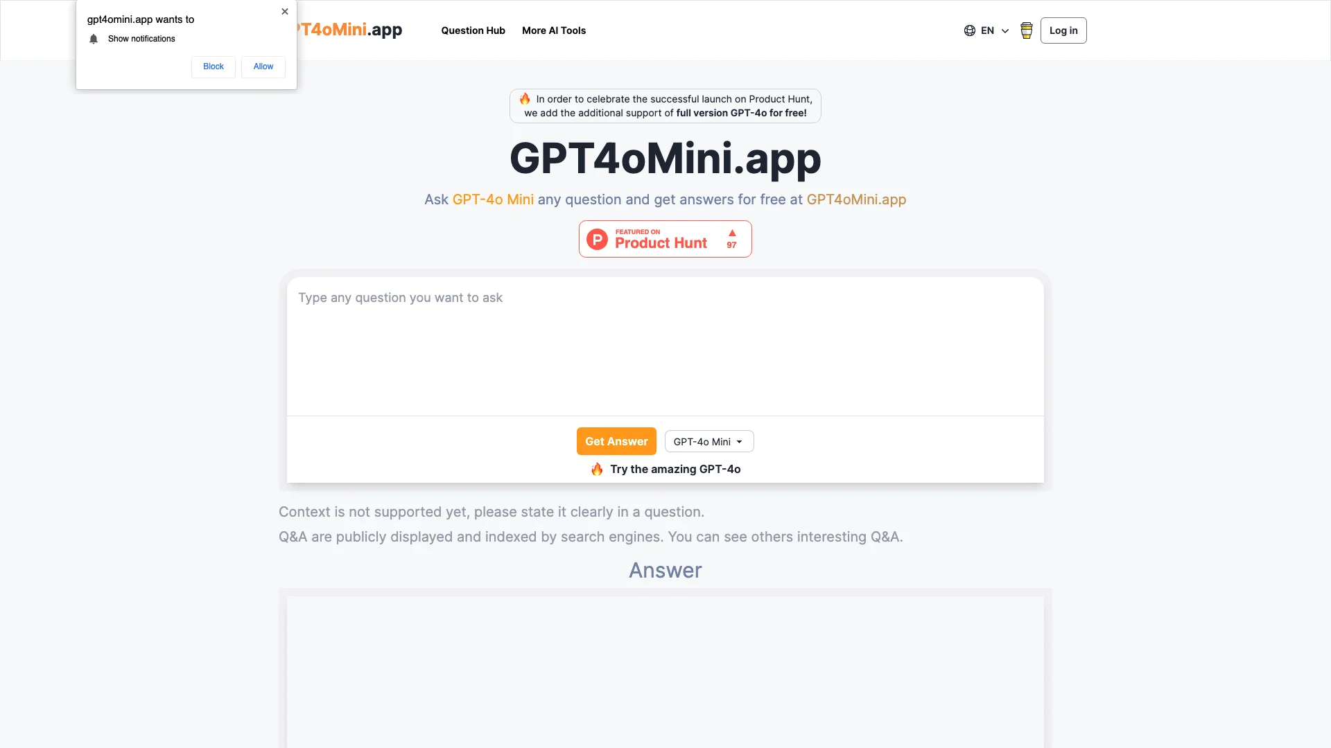 GPT4oMini.app 主页截图