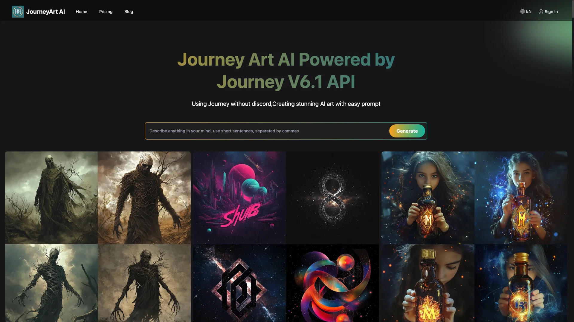 Journey Art AI 主页截图