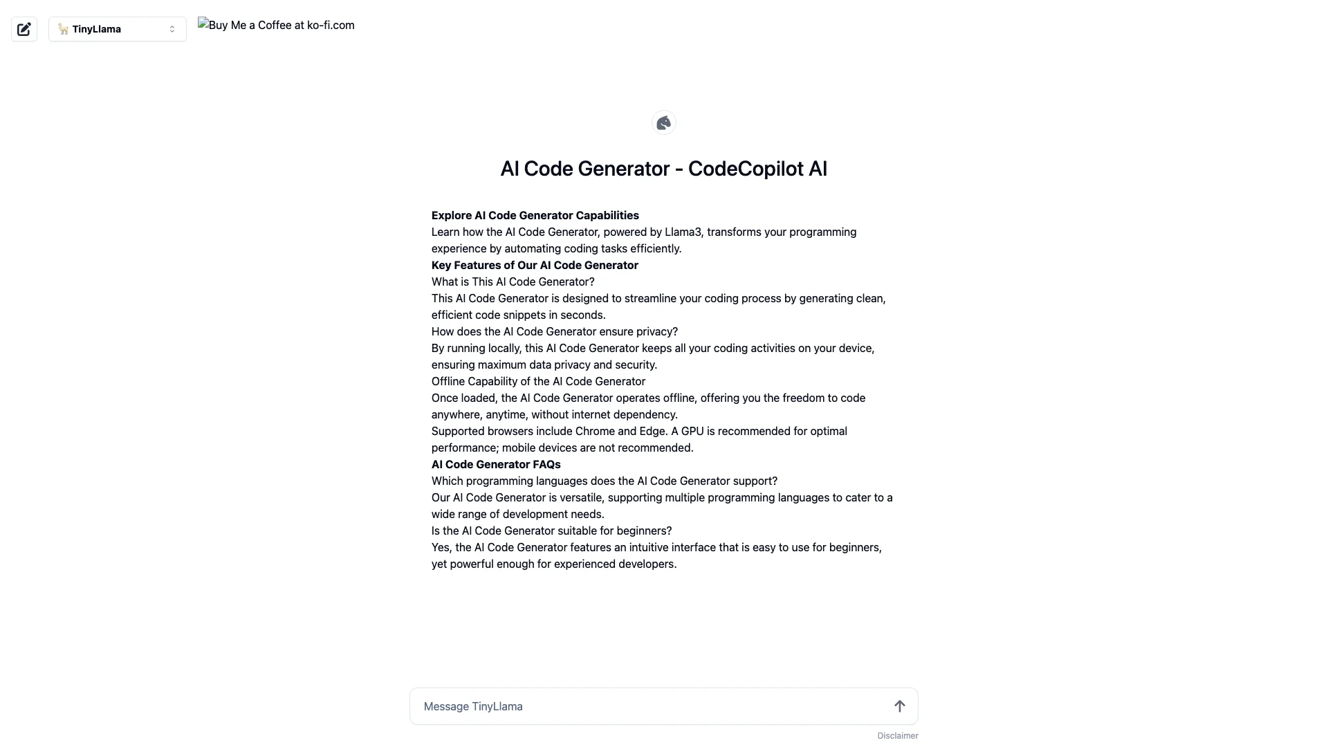 CodeCopilot AI 主页截图