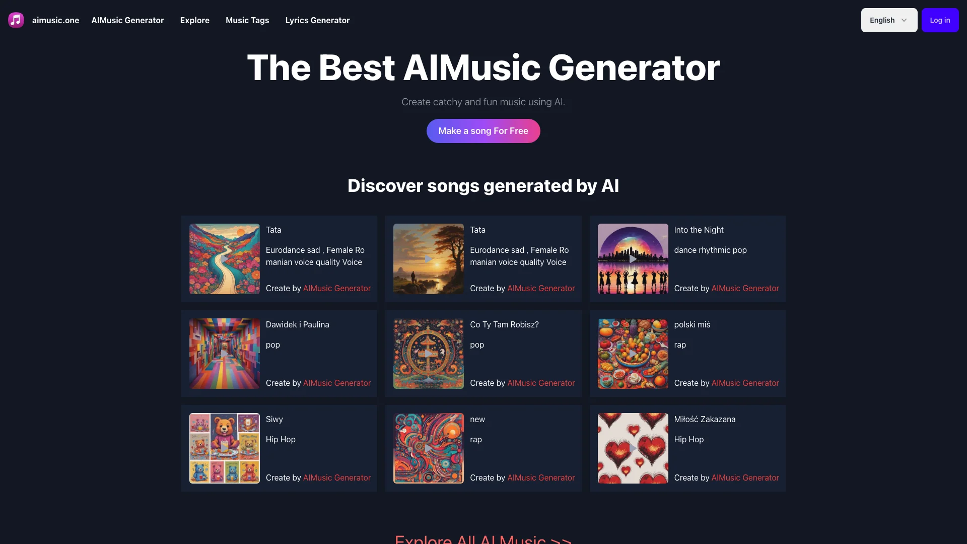 AIMusic Generator主页截图