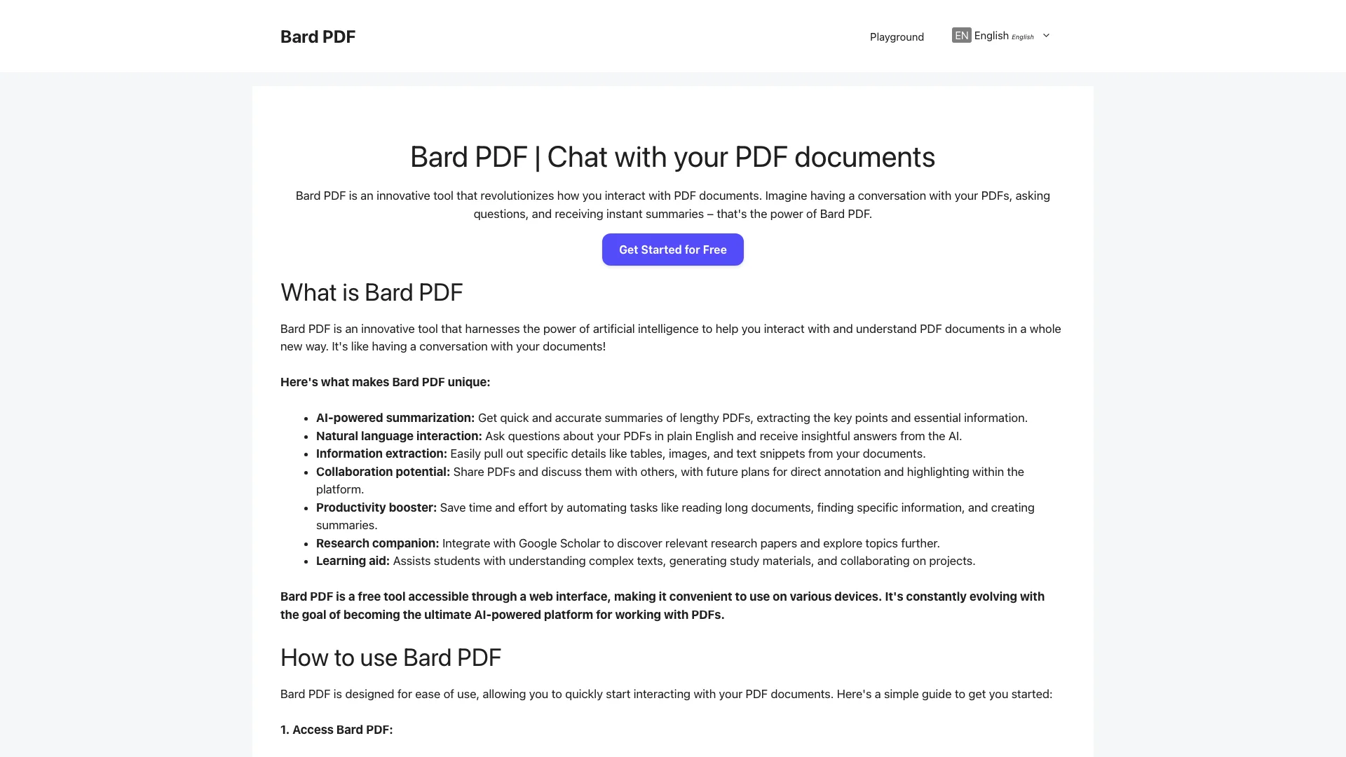 Bard PDF 主页截图