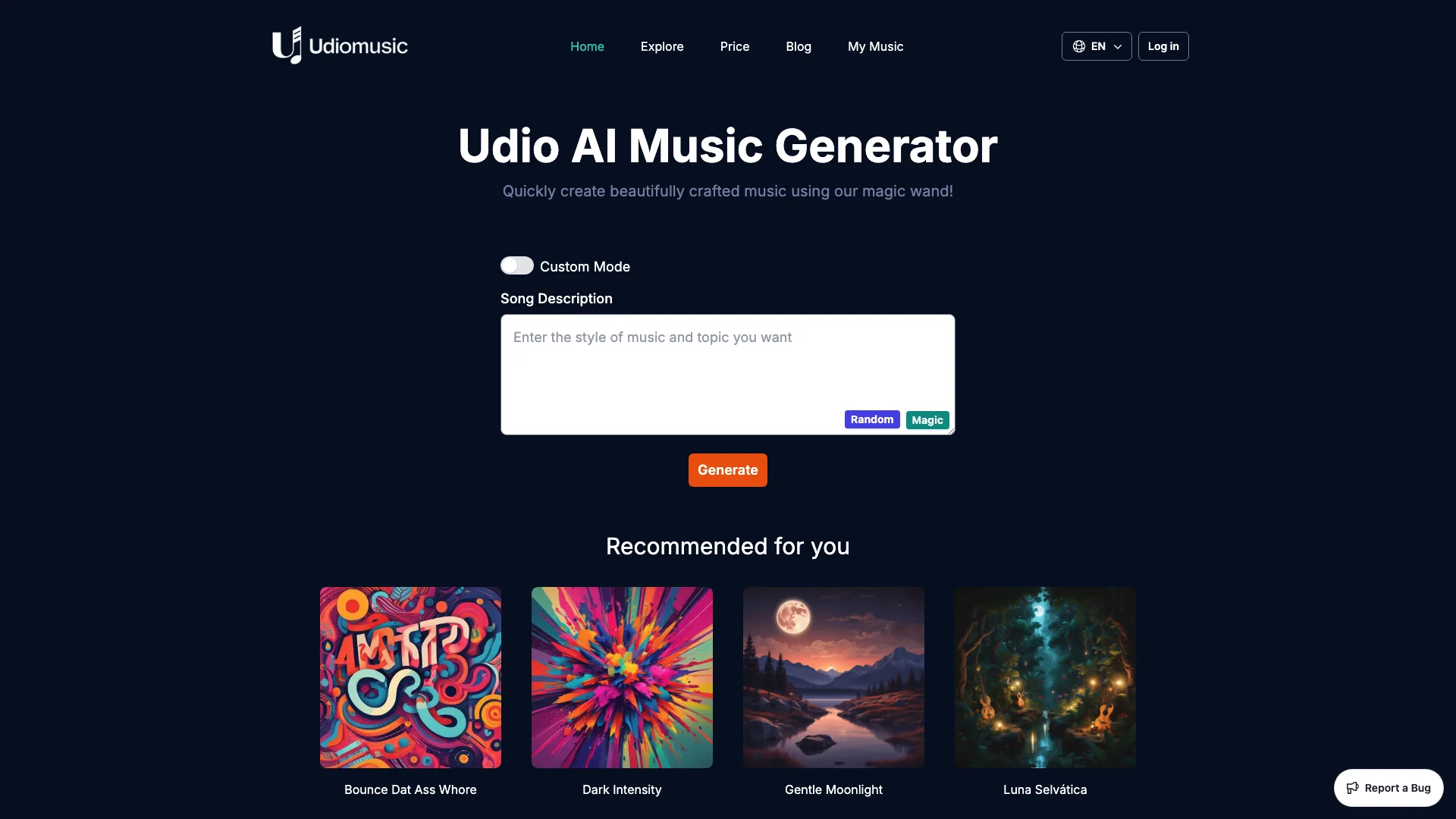 UdioMusic.Online 主页截图