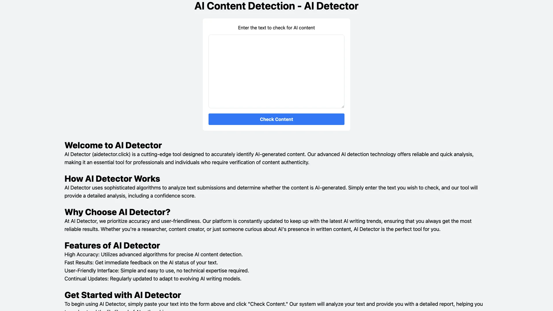 AI Detector主页截图