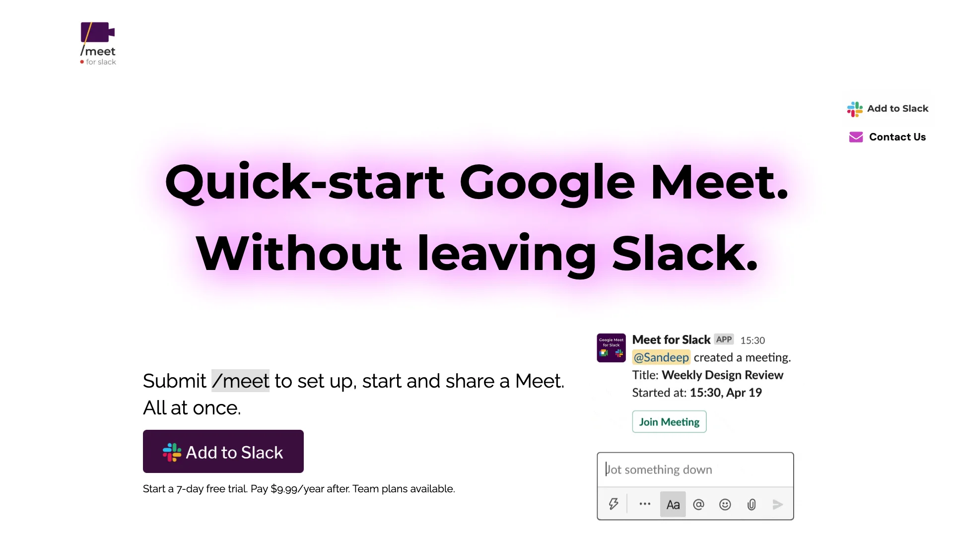 Meet For Slack 项目主页