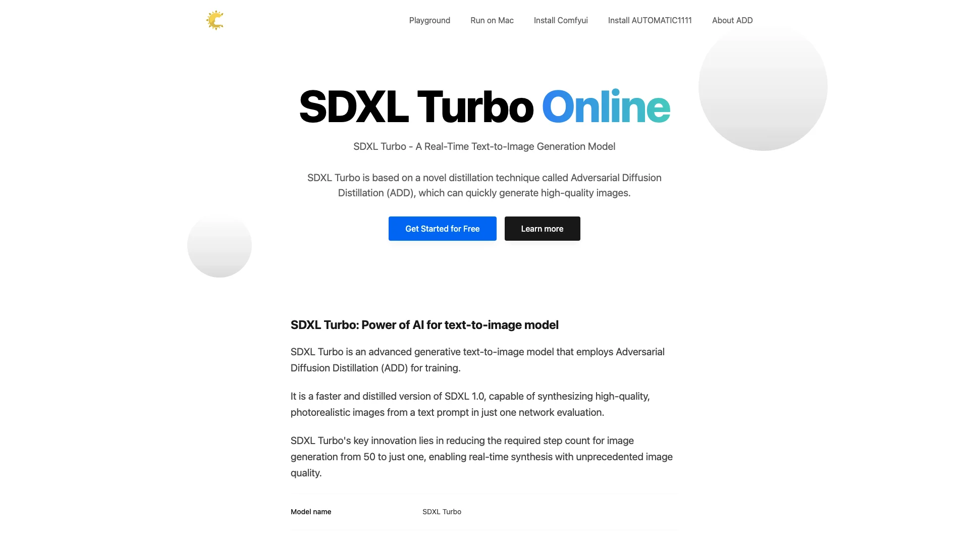 SDXL Turbo Online主页