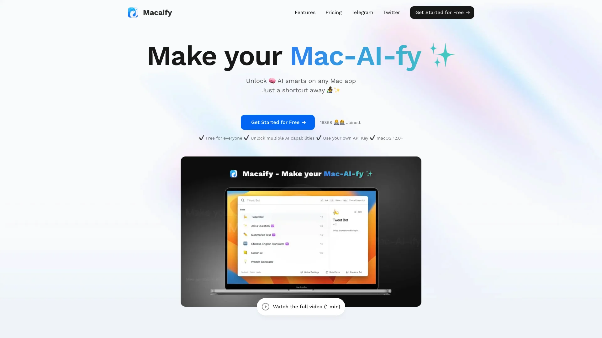 Macaify 主页截图