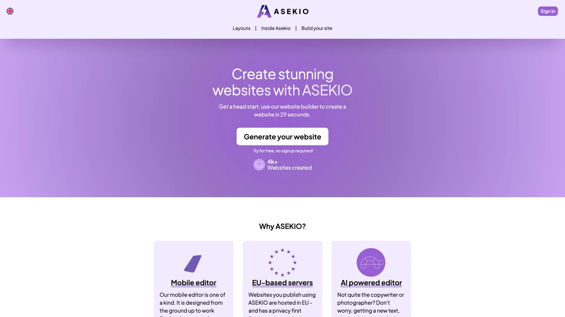 Asekio AI Website Builder